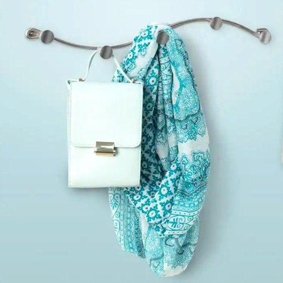 5-Hook Single Wall Mount Rack in Satin Nickel - Picture 2 of 6